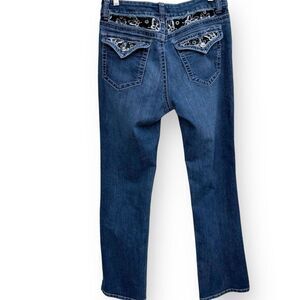 Daniel Jeans Black Silver Embroidered Butterfly Destroyed Straight size 9/10